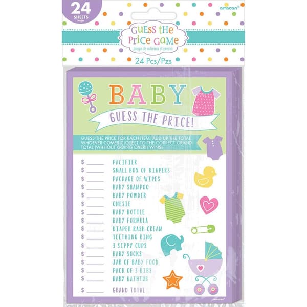Amscan Guess The Price Paper Baby Shower Party Game (Pack of 24) Multicoloured One Size