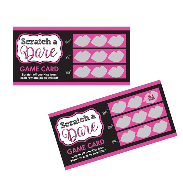 Amscan Scratch A Dare Hen Night Party Game (Pack of 12) Pink/Black One Size