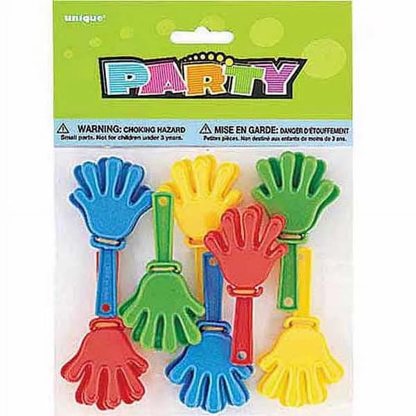 Unique Party Hand Party Favours (Pack of 8) Multicoloured One Size