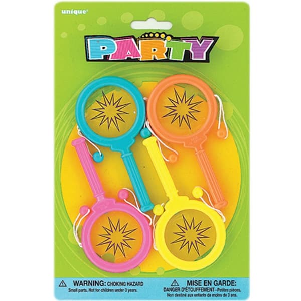 Unique Party Neon Hand Drum Party Favours (Pack of 4) Multicoloured One Size