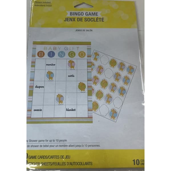 Creative Party Happi Jungle Baby Shower Bingo (10-pack) Yellow/White One Size