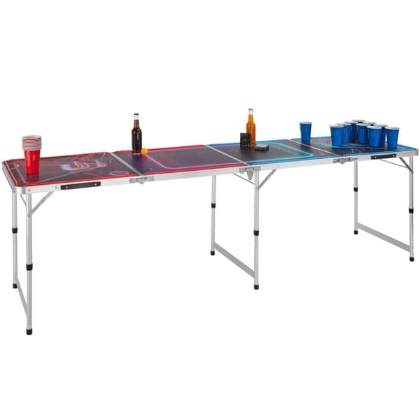 Beer pong bord BeerWars I, LED-belysning, inkl. kortspil - flere farver