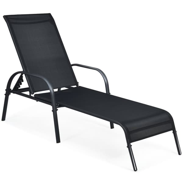 Ulkoilmatuoli, 159-192x66x61.5-103 cm, Musta
