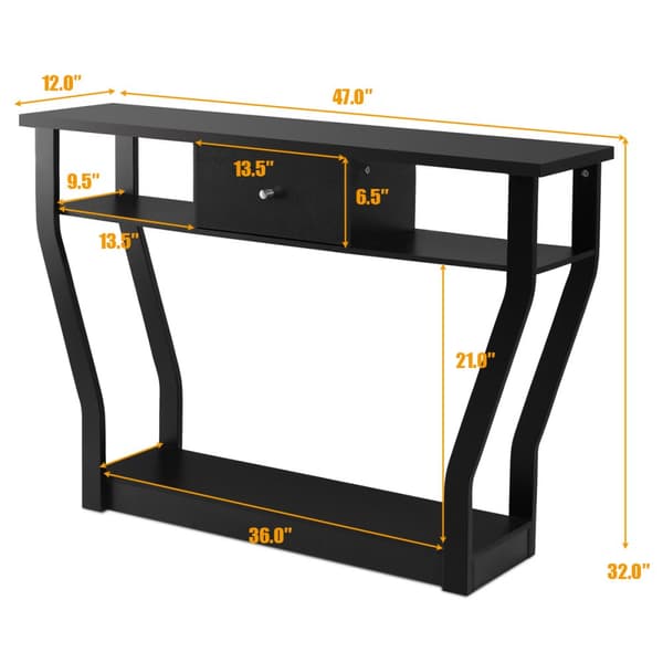 Hallbord, 120x30x80.5 cm, Svart