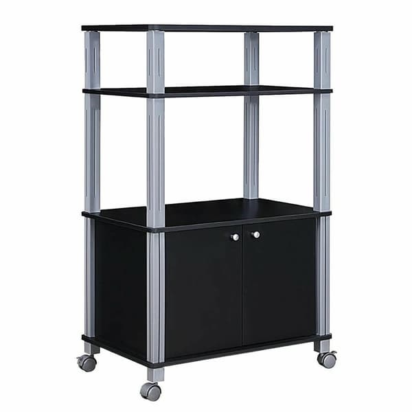 Mikroaaltoteline, 23,5x15,5x38,5 tuumaa, Musta