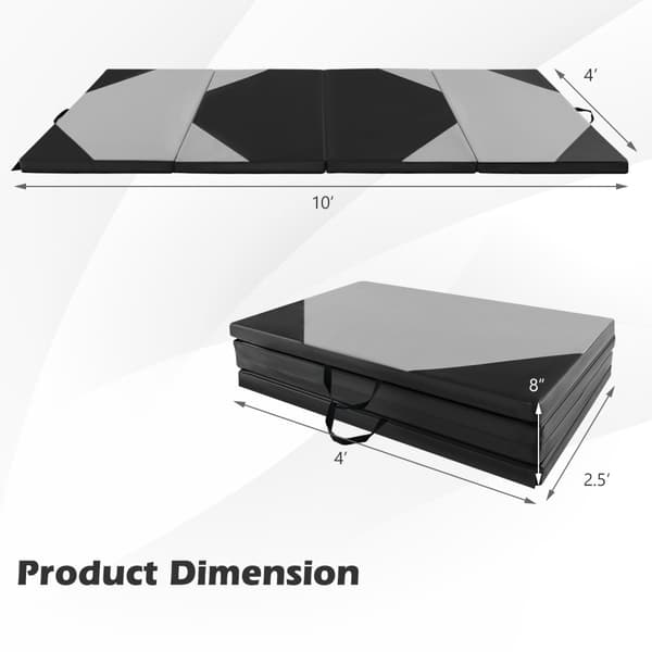 Taitettava harjoitusmatto, 10'x4'x2", Harmaa