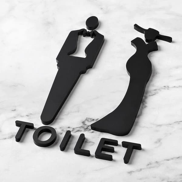 Selvklæbende WC-skilt 32x20cm - Sort