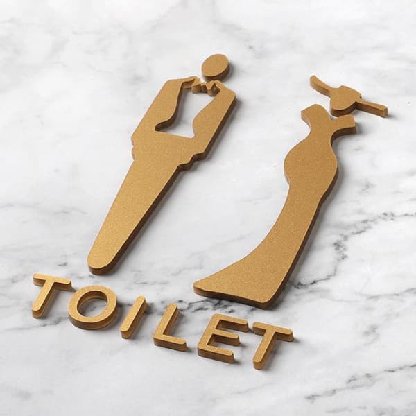 Selvklæbende WC-skilt 20x12cm - Guld