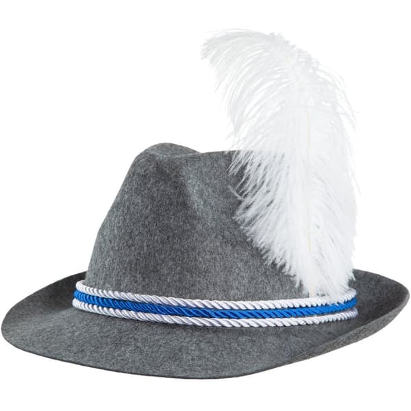 Grå traditionell bayersk hatt med fjäder - grå