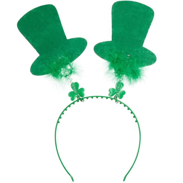 St. Patrick’s Day huvudbonad cylinderhattar med fjädrar - grön