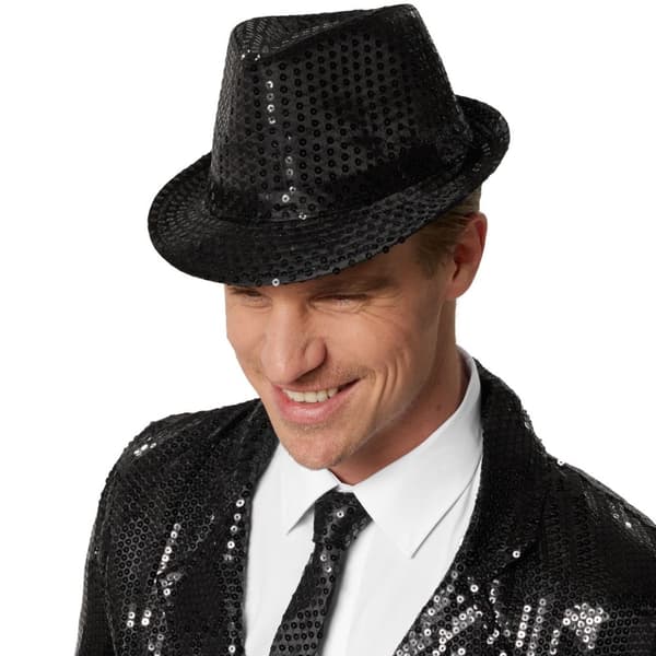Partyhat med pailletter - sort