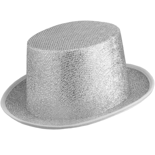 Høj hat med glitter - sølv