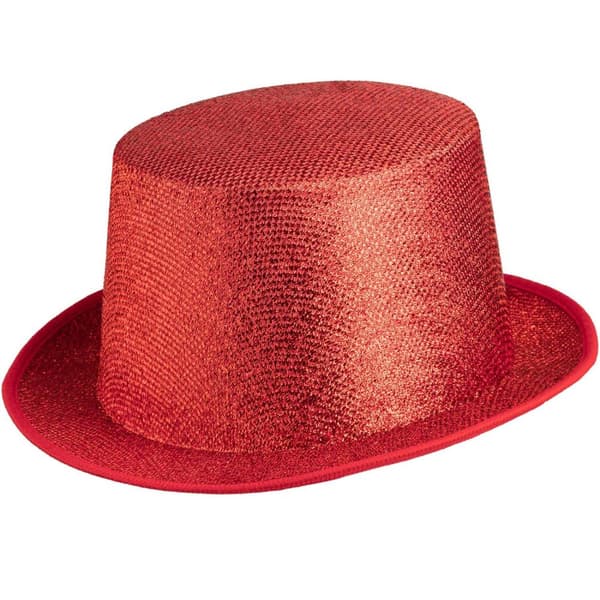 Høj hat med glitter - rød
