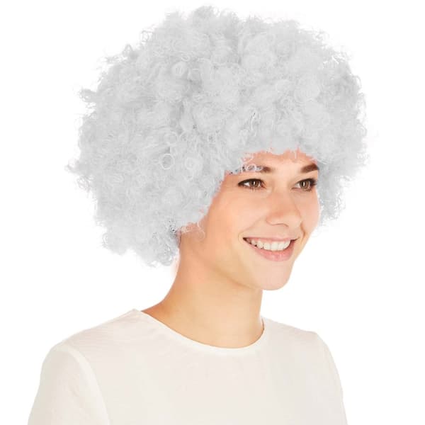 Paryk afro klovn - hvid