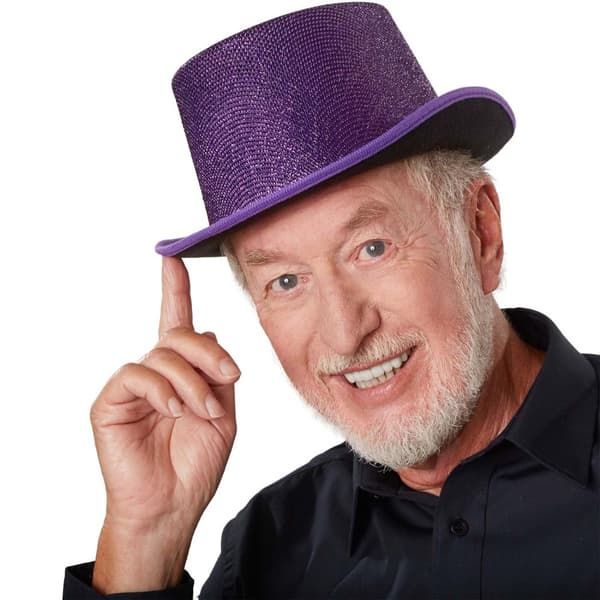 Høj hat med glitter - lilla