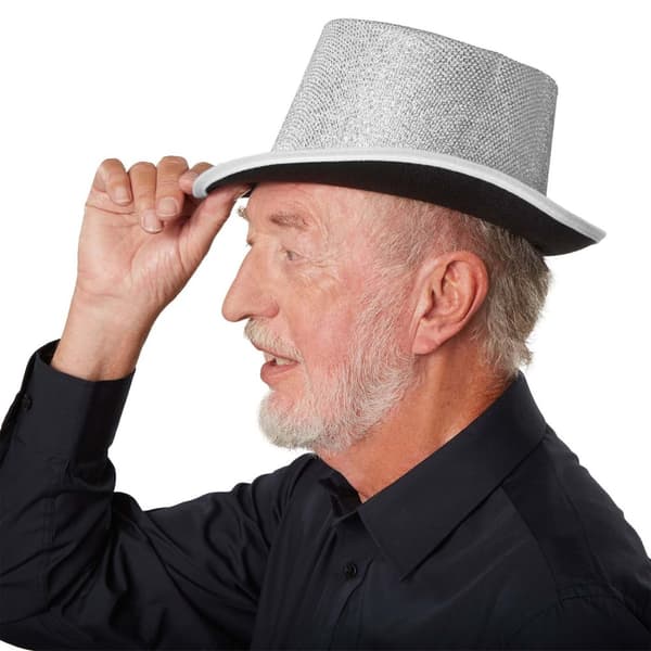 Glitter-cylinderhatt - silver