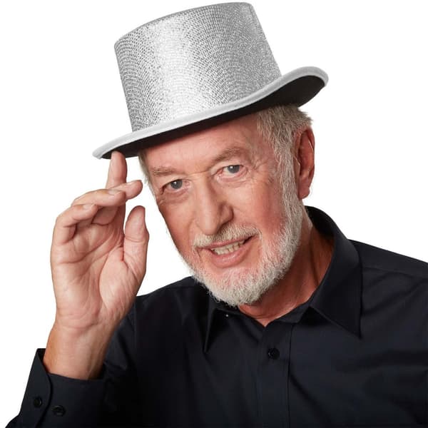 Glitter-cylinderhatt - silver