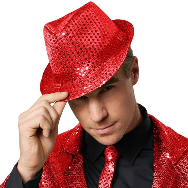Partyhatt med paljetter - röd