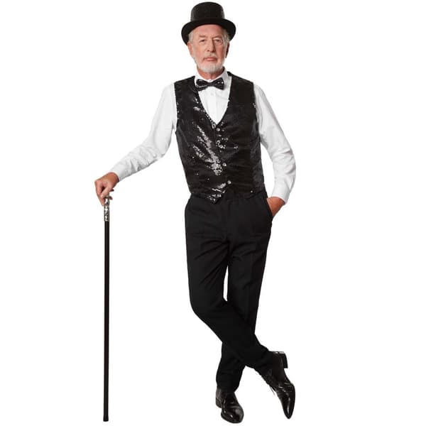 Glitter-cylinderhatt - svart