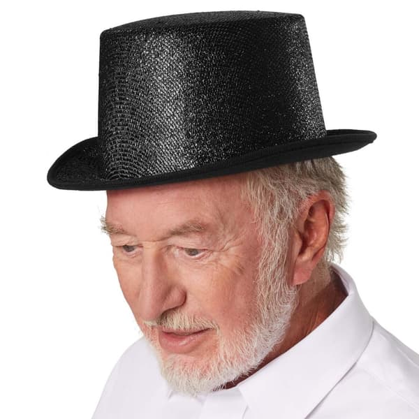 Glitter-cylinderhatt - svart