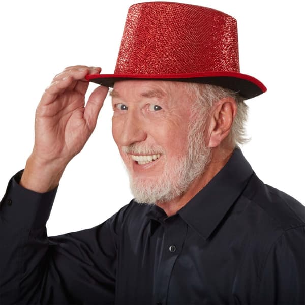 Glitter-cylinderhatt - röd