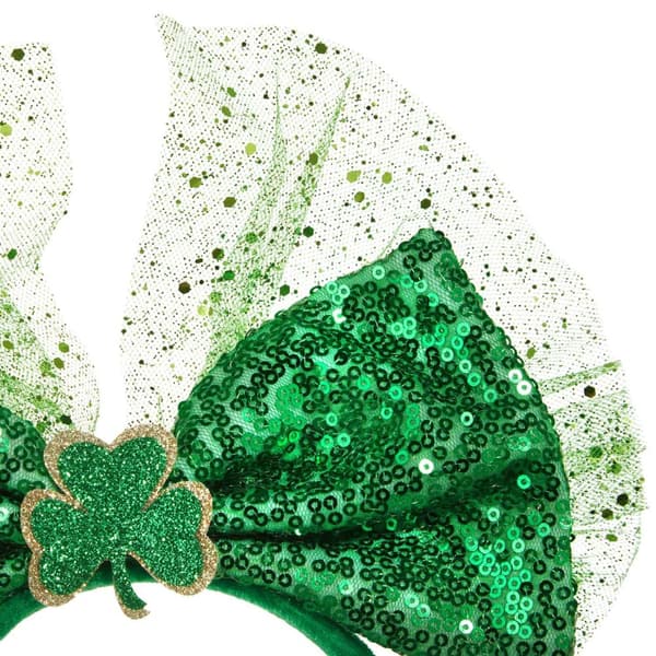 St. Patrick’s Day hovedudsmykning sløjfe med pailletter - grøn