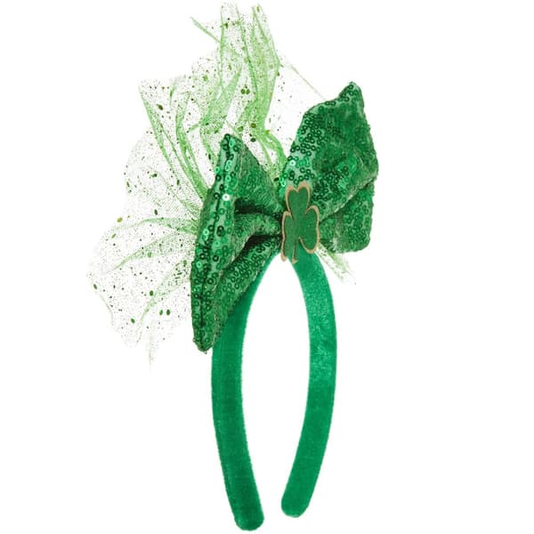 St. Patrick’s Day hovedudsmykning sløjfe med pailletter - grøn