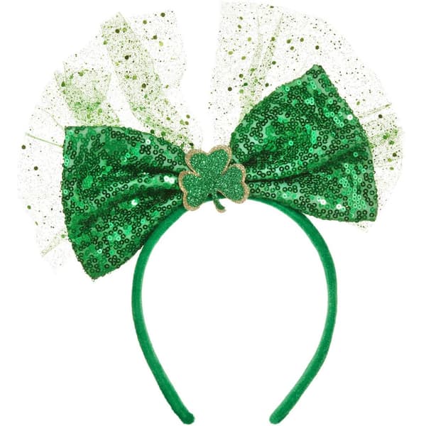 St. Patrick’s Day hovedudsmykning sløjfe med pailletter - grøn