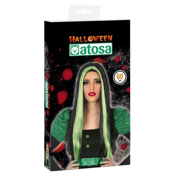 Paryk til Halloween 118189 (60 cm) Hvid Sort Grøn - Grøn