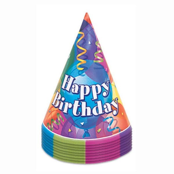Unique Party Briljanta hattar för födelsedagskalas (8-pack) Multicoloured One Size
