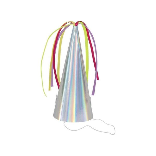 Unique Party Hatte med enhjørningehorn og iriserende farver (pakke med 8) Multicoloured One Size