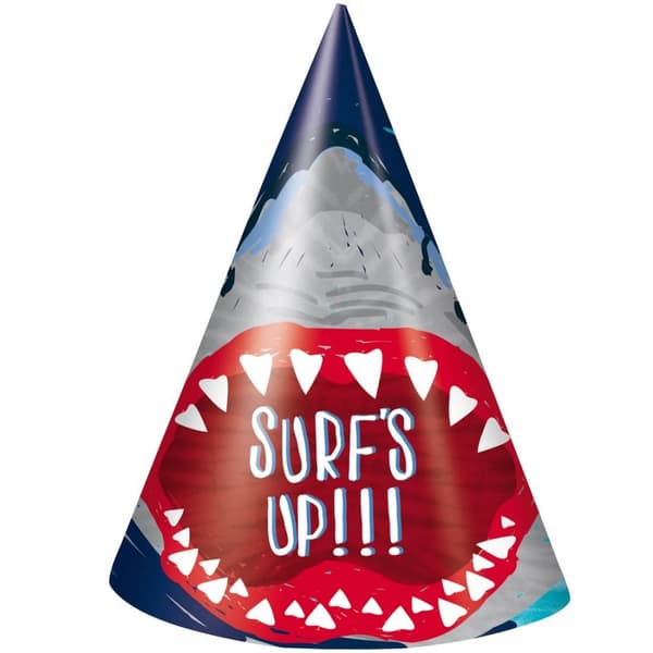 Unique Party Surf´s Up!!! Shark Party Hats (Pack of 8) Navy/Red/Grey One Size