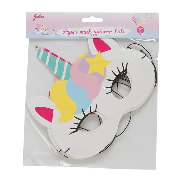 Pappersmask Paper Mask Unicorn Enhörning 6-Pack