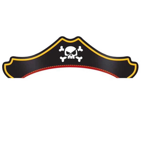 Creative Party Treasure Island Pirate Party Hats (Pack of 8) Black/Yellow One Size
