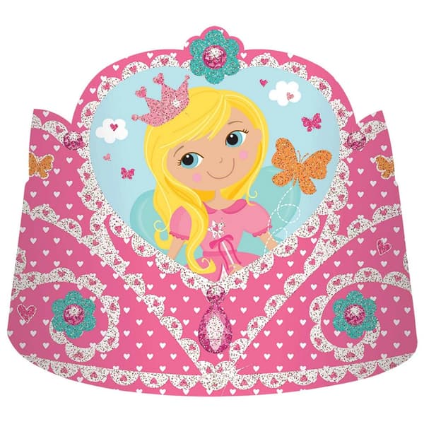 Princess Tiara (Pack of 8) Pink One Size