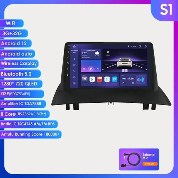 Auton radio, Android 12, Carplay, S3-3G 32G-8CORES-4G