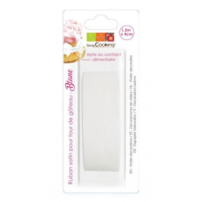 Satinband till tårttorn - Vit - 2 m x 4 cm