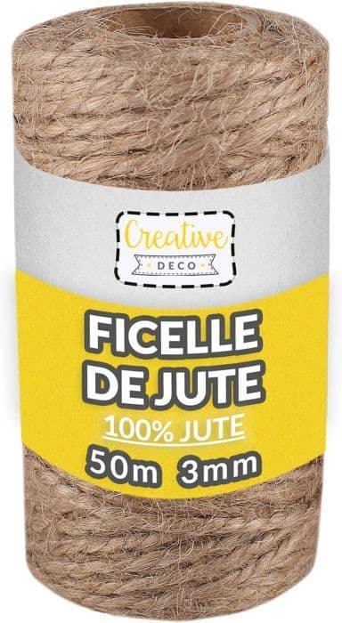 Jutegarn - Creative Deco - 50m - Tjocklek 3mm - Lantligt bröllop - DIY-hantverk
