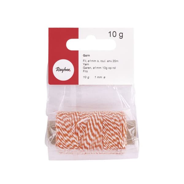 Tvåfärgad orange och vit garn 35 m x ø 1 mm