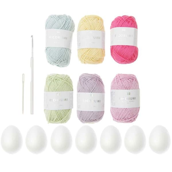 Crochetkit - Rico Design - Ricorumi - Pastellägg - 15 delar - Inkluderade instruktioner