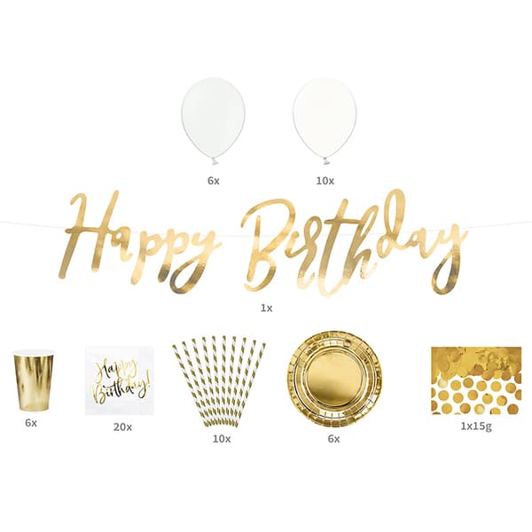 Festpaket Birthday Guld 60-delar