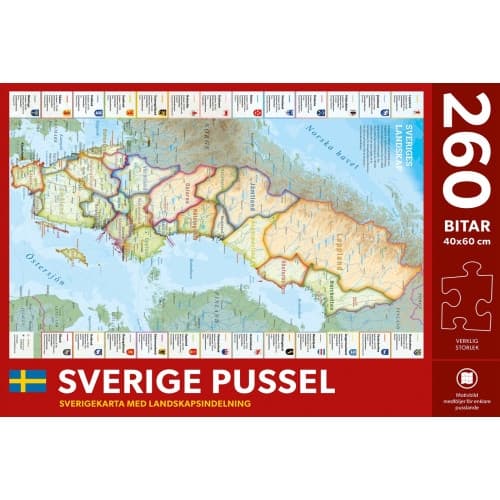 Sverige med landskap Pussel 260 bitar