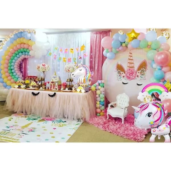Unicorn Födelsedagsdekorationer Fest Regnbåge Ballong Garland Unicorn Arch Balloon Girl Pojke Födelsedag