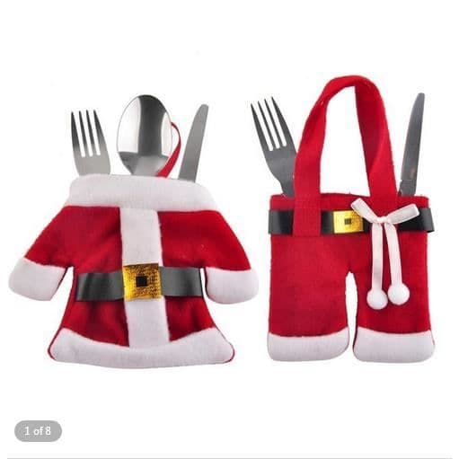Festdekoration - Tomte - Set med 2 - Fickbestick - Röd - Inomhus