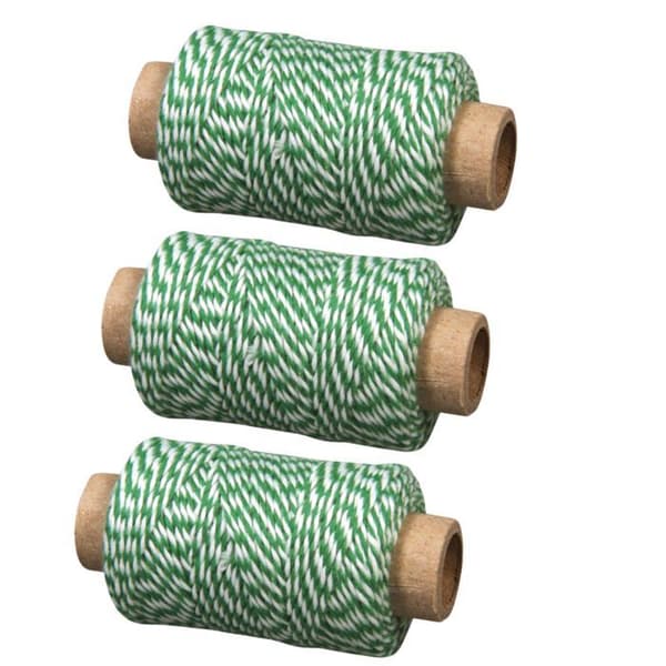 3 tvåfärgade grön-vita strängar 35 m x Ø 1 mm