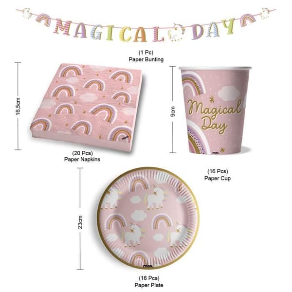 Födelsedagskalas-set - Maverick - Enhörning - 53 delar - Rosa - Barn - Flicka