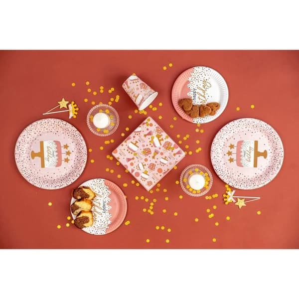 Komplett kit för flickfödelsedagsfester - Maverick - 68 delar - Rosa konfetti