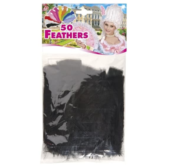 Sorte fjer 10cm, 50 stk