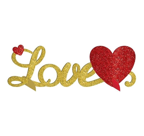 Borddekorasjon Love Glitter 35 x 11 cm