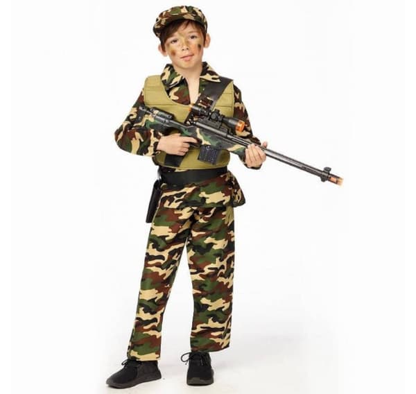 Soldat kostume + hat (116 cm)